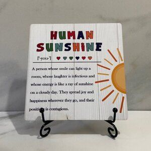 Inspirational Wooden Sign with Stand-New 5" L x 5" W with metal holder